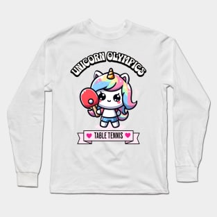 Table Tennis Unicorn Olympics 🏓🦄 -  Smashing Cuteness! Long Sleeve T-Shirt